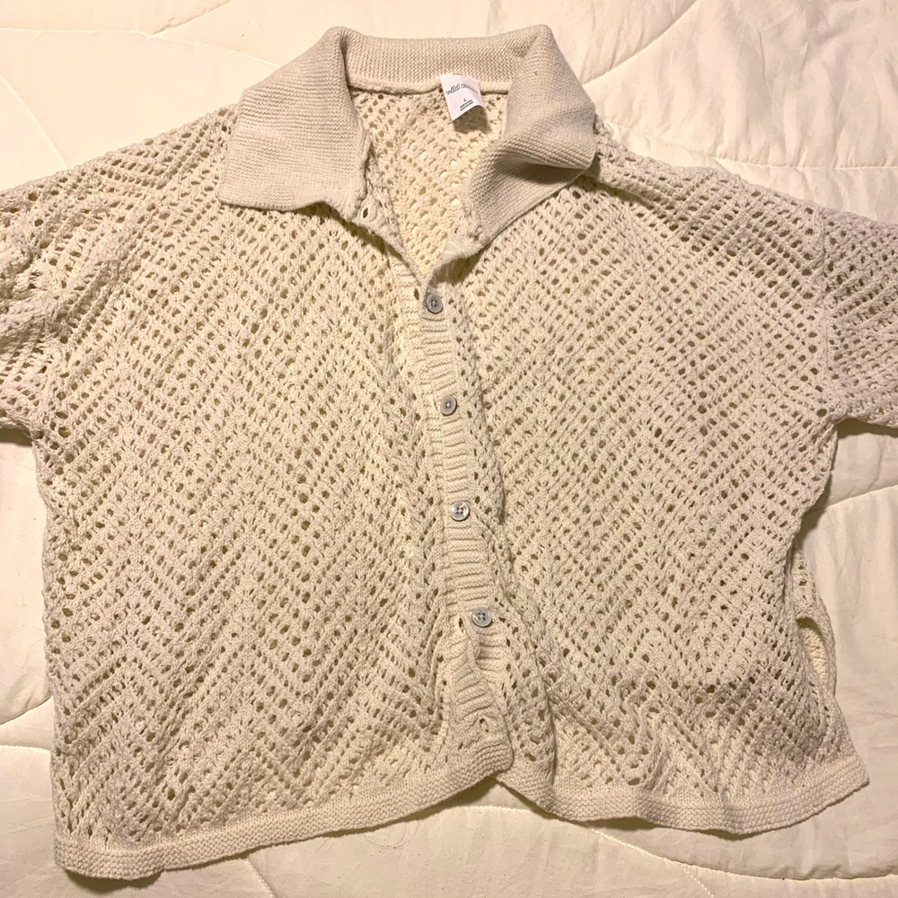 Wild Fable L Short Sleeve Open Stitch Sweater